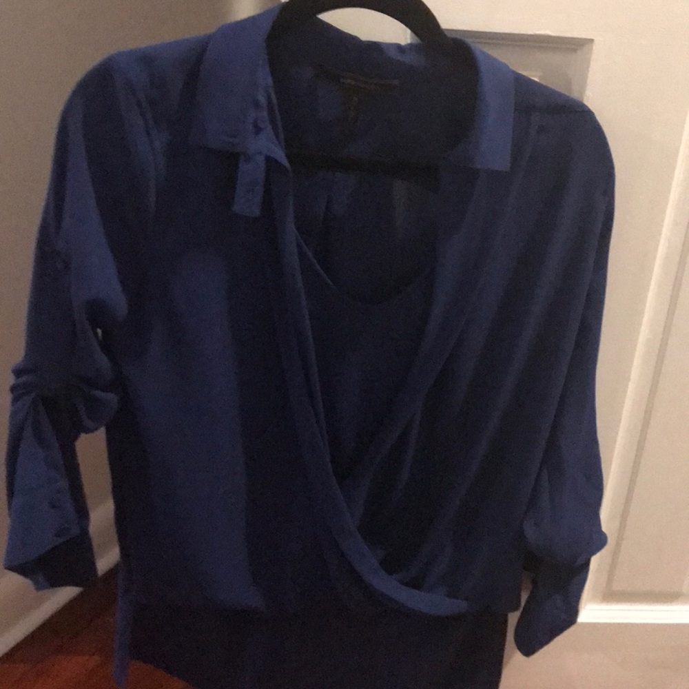 Bcbg blue silky blouse